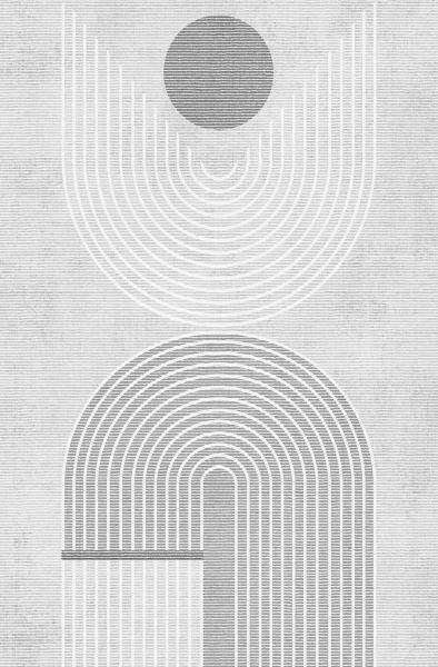 Waschbarer Bambusteppich mit geometrischem Muster in Grau-Weiß, modernes Design für jeden Raum