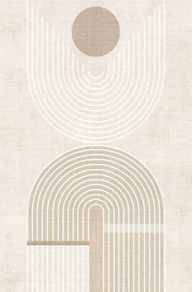 Waschbarer Bambusteppich mit geometrischem Muster in Beige & Creme, modernes Design für Wohnzimmer