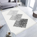 Waschbarer Teppich mit grauem Mosaik-Muster, ideal für moderne Wohnzimmer, waschmaschinenfest & stilvoll