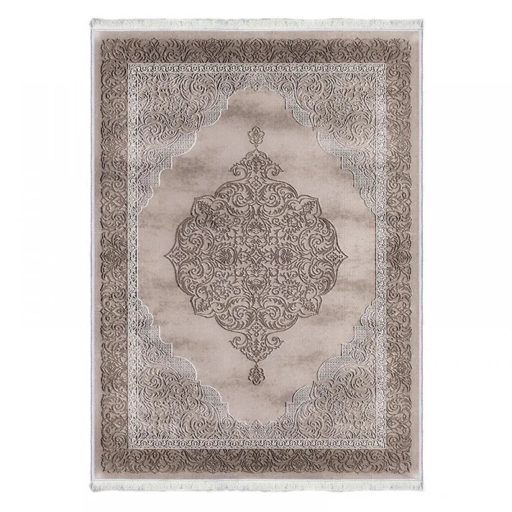 Waschbarer Teppich mit orientalischem Muster und Fransen, ideal für jede Waschmaschine